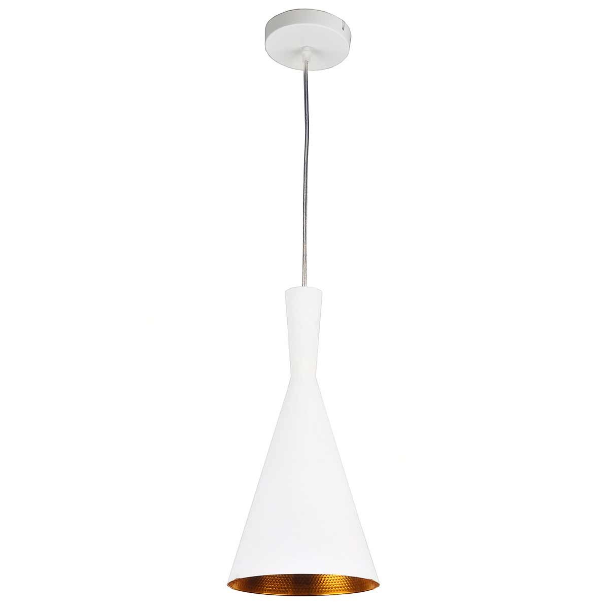 Lámpara de techo colgante | Color blanco con interior dorado Estilo cónico