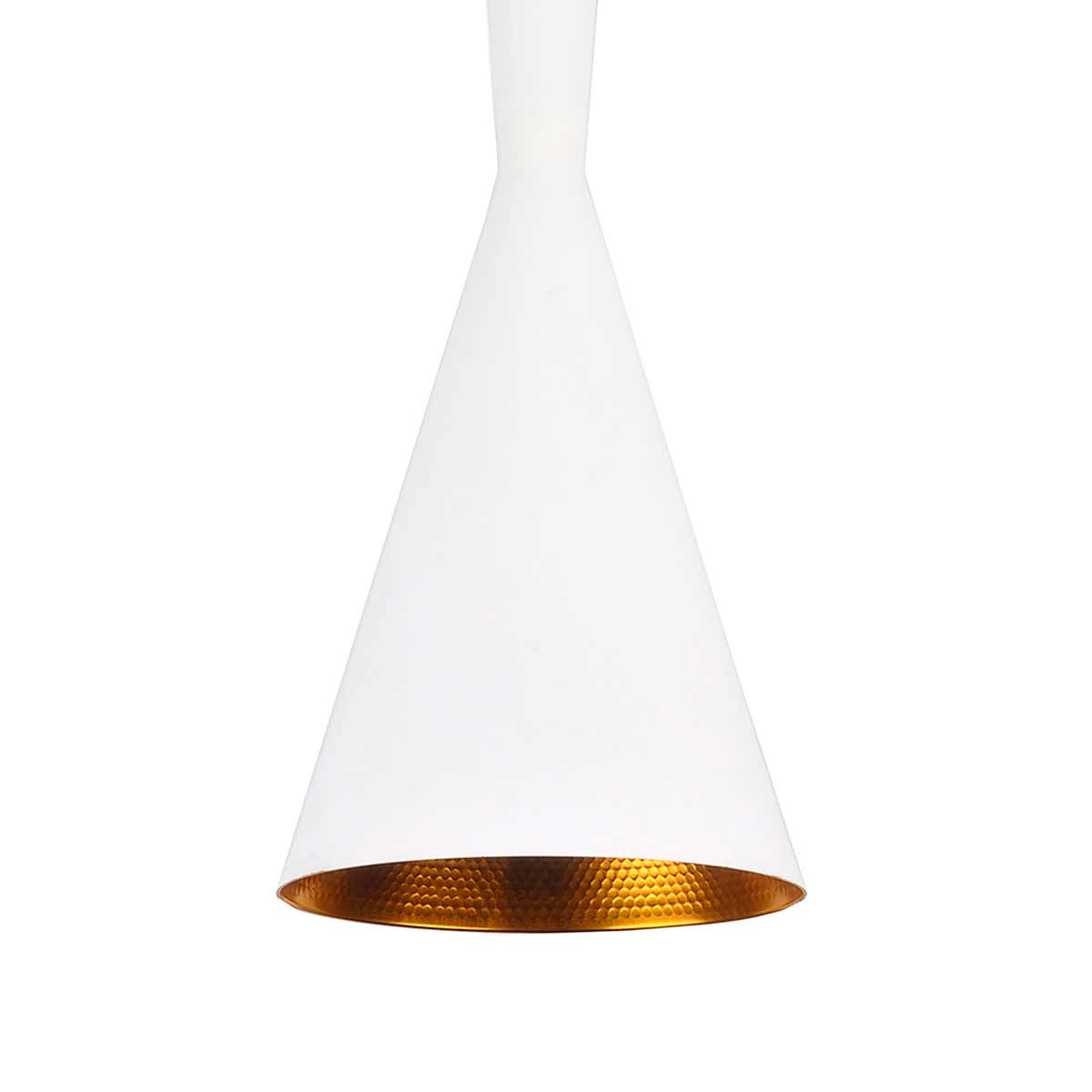 Lámpara de techo colgante | Color blanco con interior dorado Estilo cónico