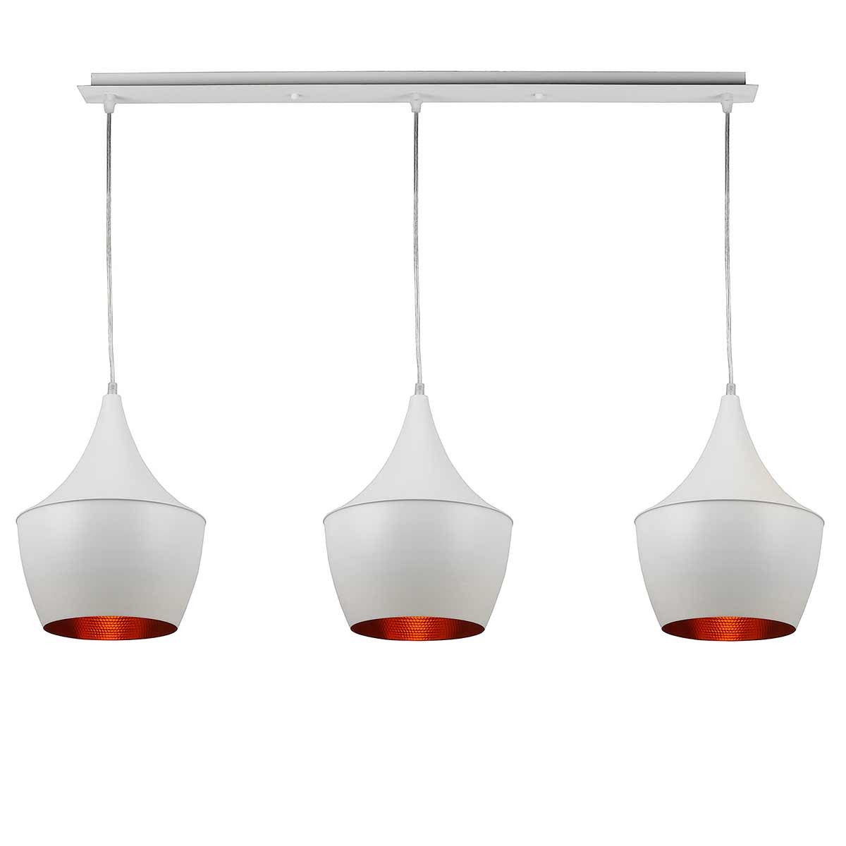 Lámpara de techo lineal blanca 3 luces | Diseño simétrico elegante