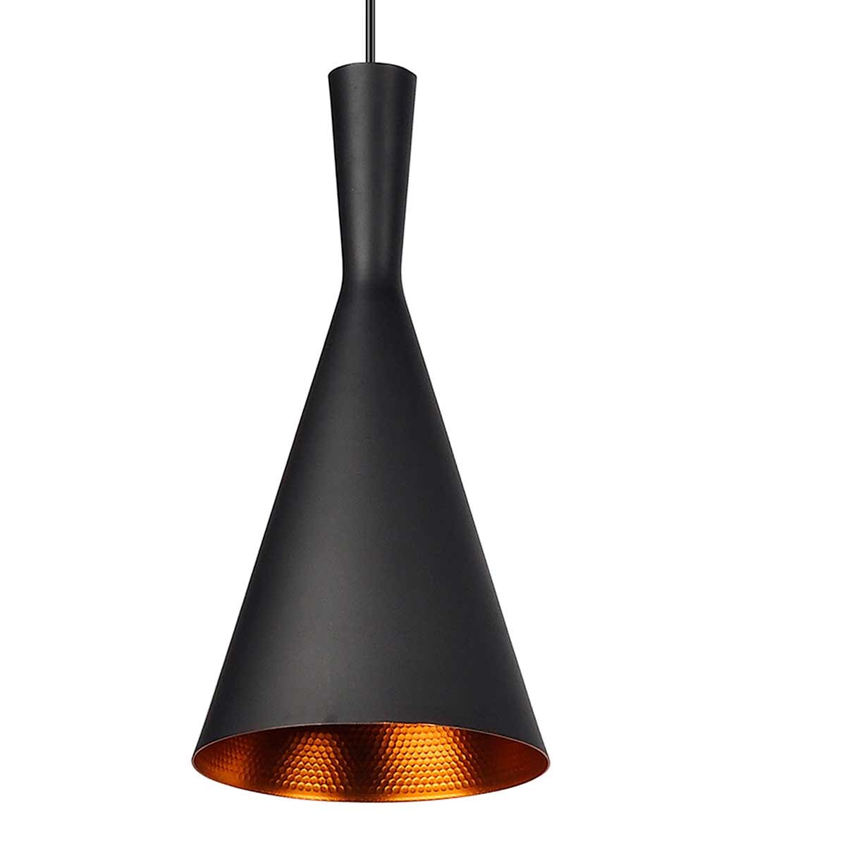 Lámpara de techo colgante | Color negro y dorado Estilo cónico