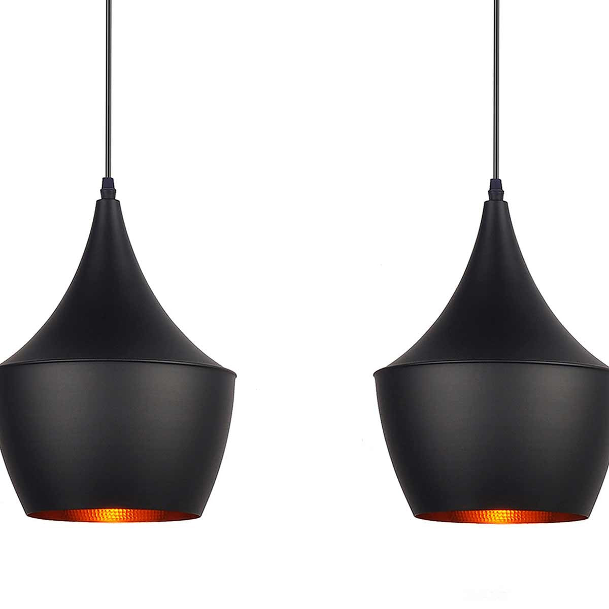Lámpara de techo lineal Negra 3 luces | Estilo campana
