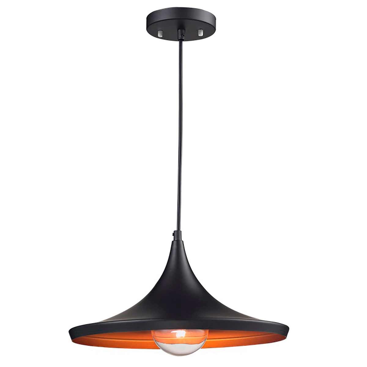 Lámpara Colgante de Techo E-27, Color Negro y Dorado, Luz Cálida, A+