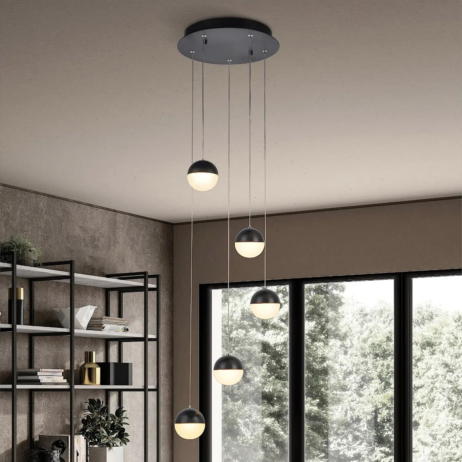 Lámpara de techo LED de 5 luces | Color negro