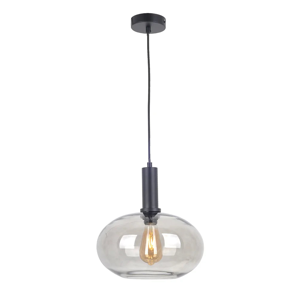 Lámpara de techo | Color negro y cristal fumé