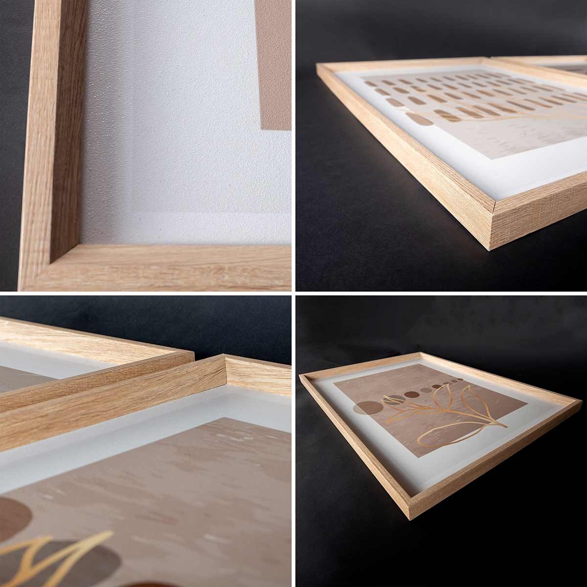 Cuadro tríptico con Marco color Madera