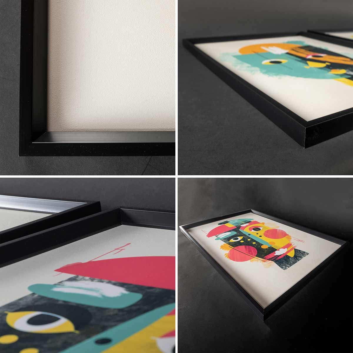 Cuadro Tríptico con Marco Negro