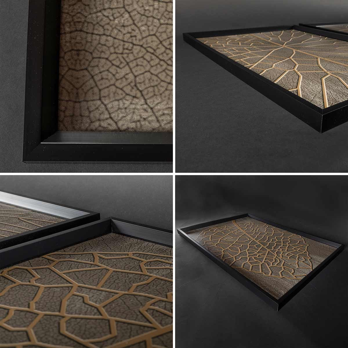 Cuadro tríptico con Marco Negro Estilo Naturaleza