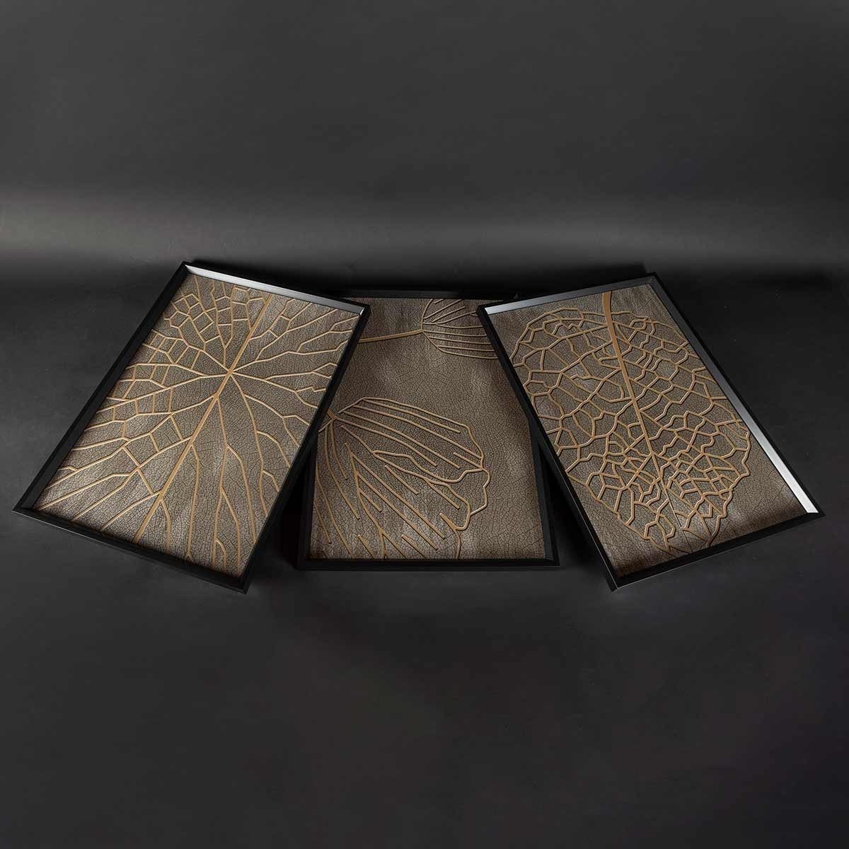 Cuadro tríptico con Marco Negro Estilo Naturaleza