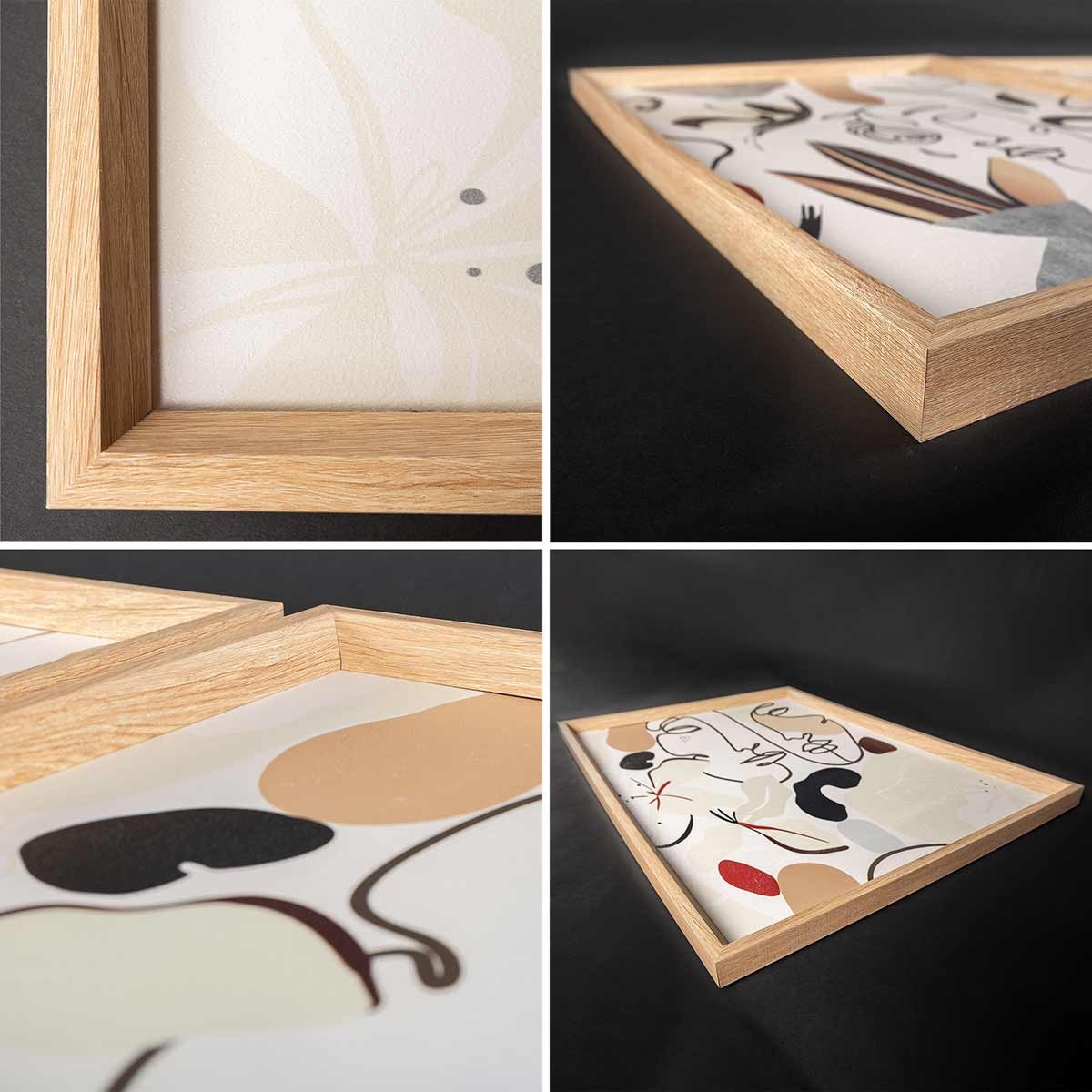 Cuadro Triptico con Marco de Color Madera