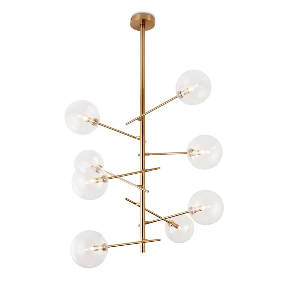 Lámpara colgante de techo de 8 luces en latón cepillado