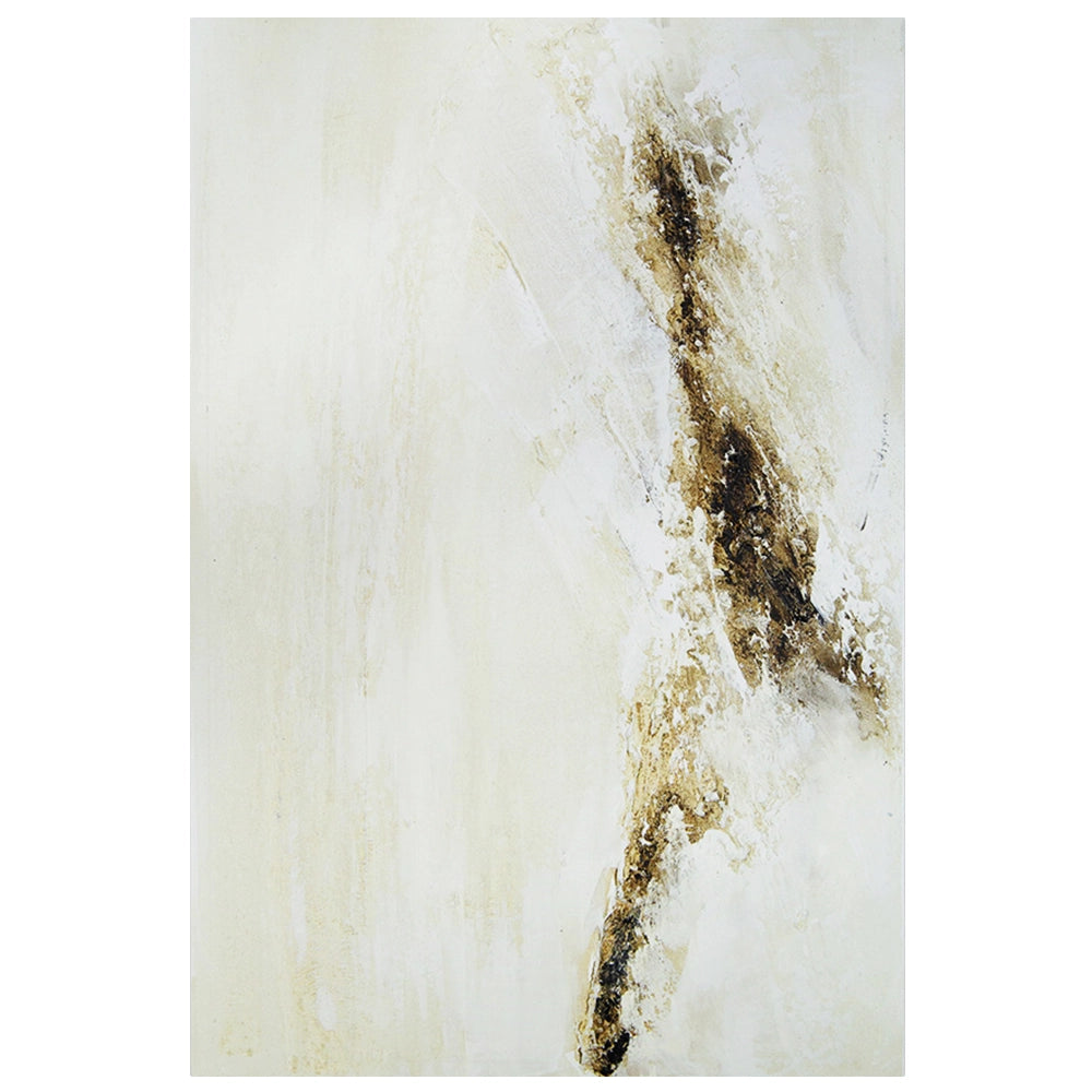 Cuadro pintado a mano con relieve en tonos tierra y blanco