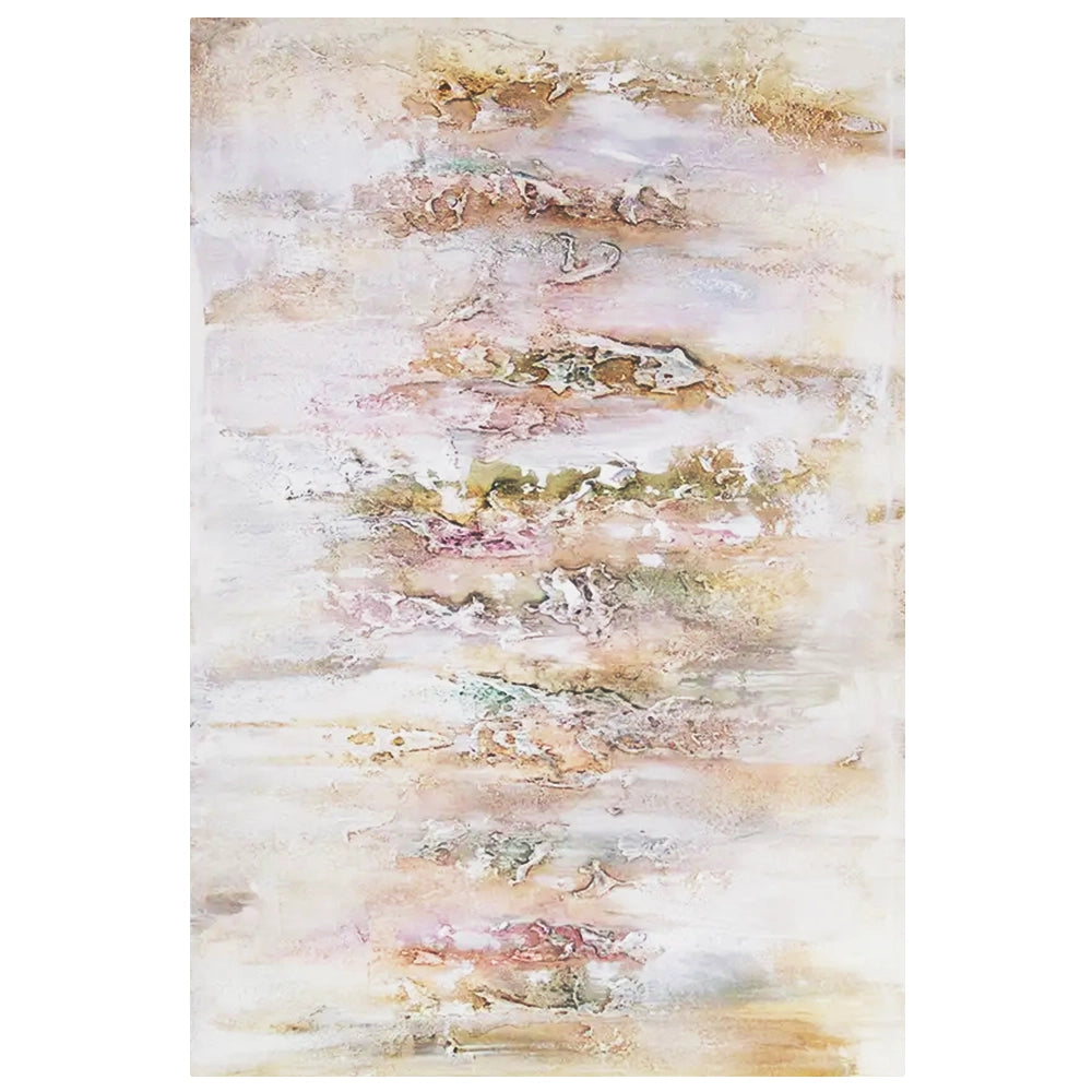 Cuadro pintado a mano con relieve en tonos metálicos suaves