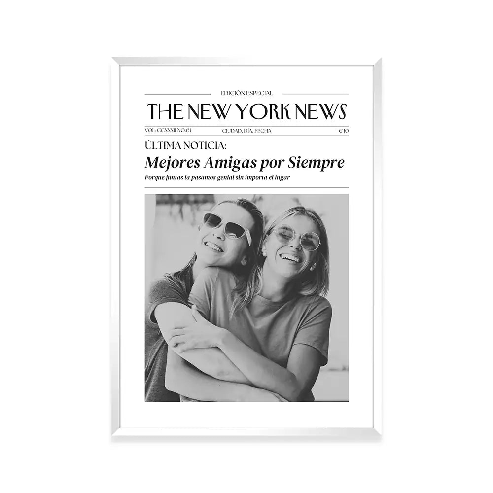 Cuadro personalizado de amistad tipo portada de periódico