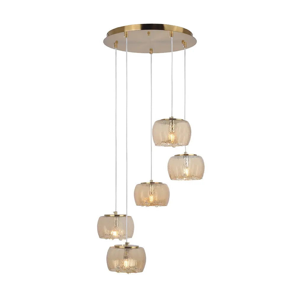 Lámpara de techo colgante clásica en dorado | 5 luces