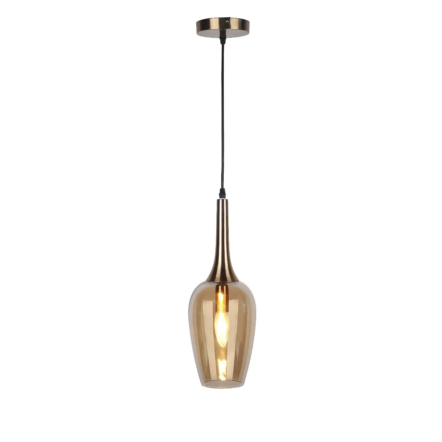 Lámpara de techo color ámbar de cristal | Elegancia y calidez