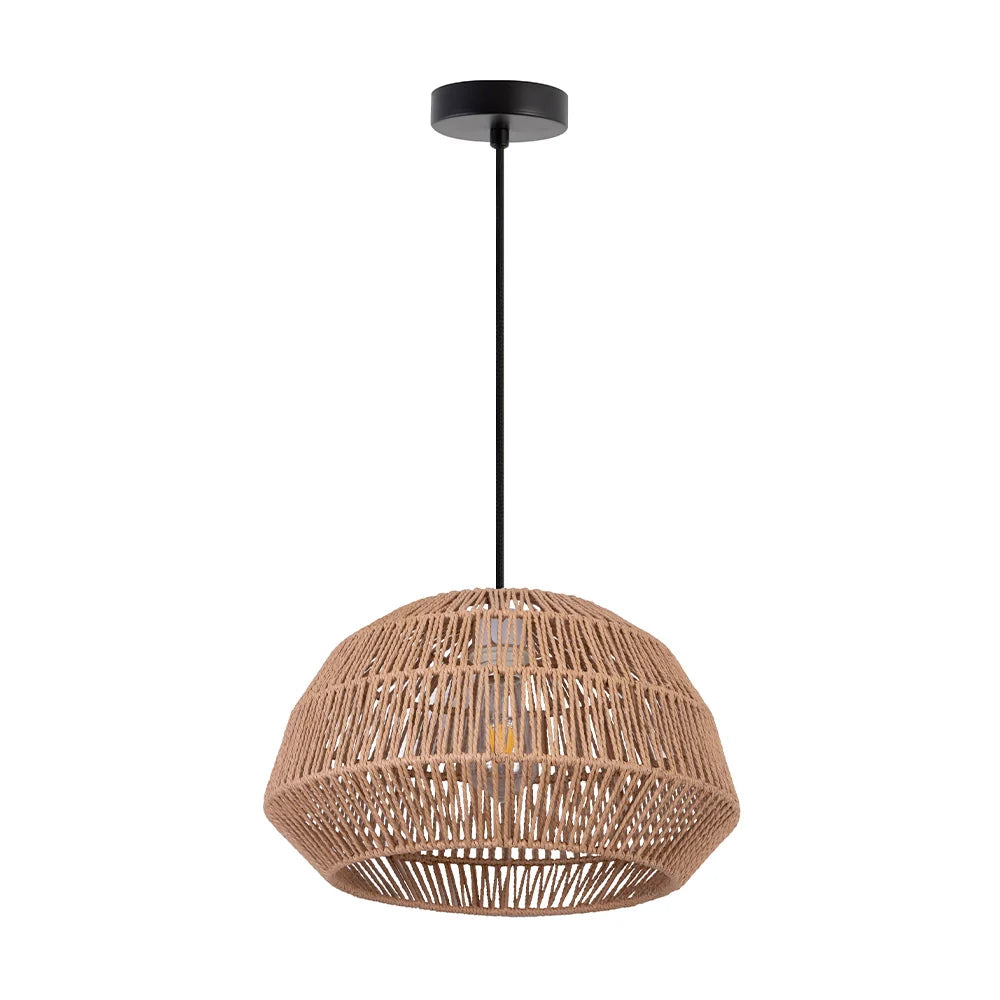Lámpara de techo colgante en hierro y ratán | Diseño natural