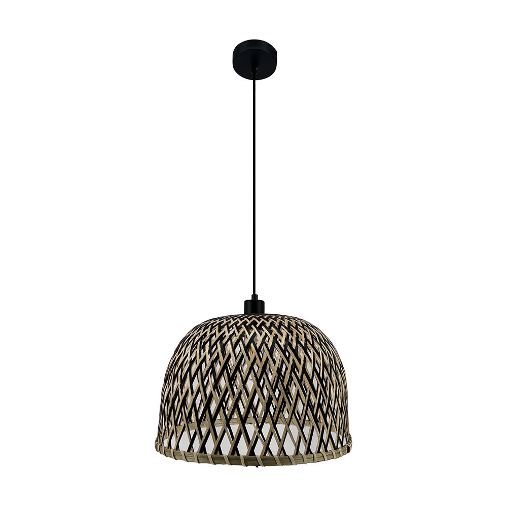 Lámpara de techo colgante de ratán e hierro | Diseño decorativo