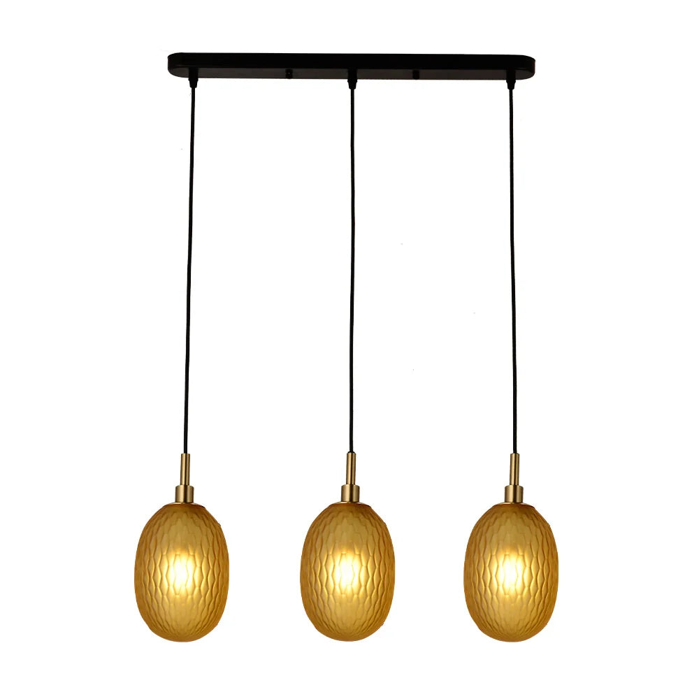 Lámpara de techo moderna en negro y oro | Iluminación lineal