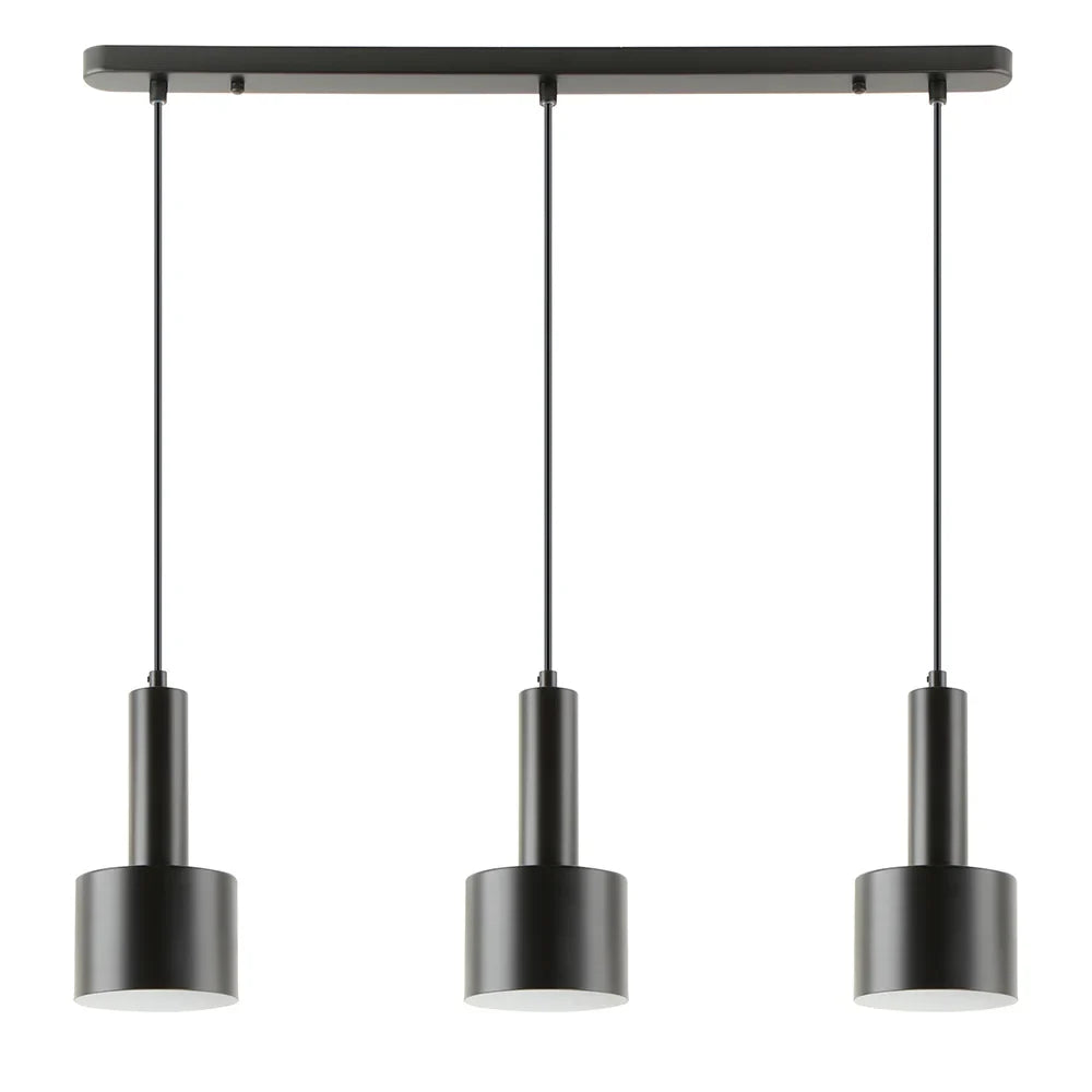 Lámpara de techo colgante de 3 luces en negro | Iluminación industrial
