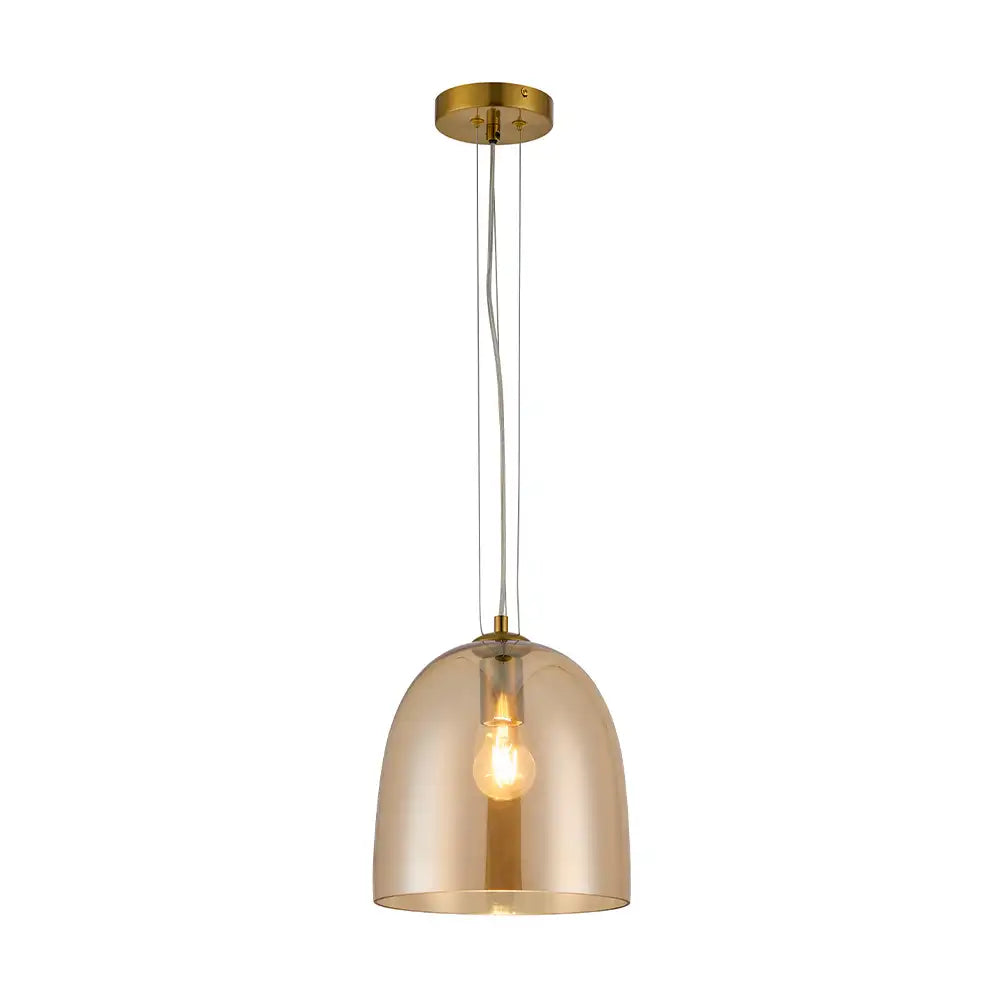 Lámpara de techo colgante elegante en cristal ámbar dorado