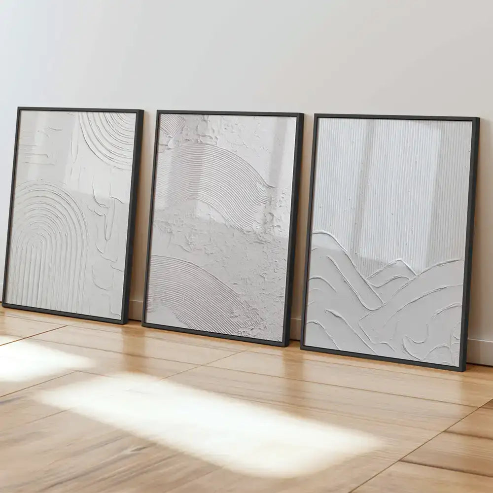 Cuadros con texturas en marco negro