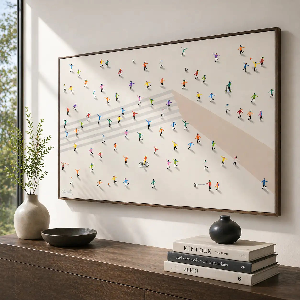 Cuadro decorativo acrílico pintado a mano con figuras