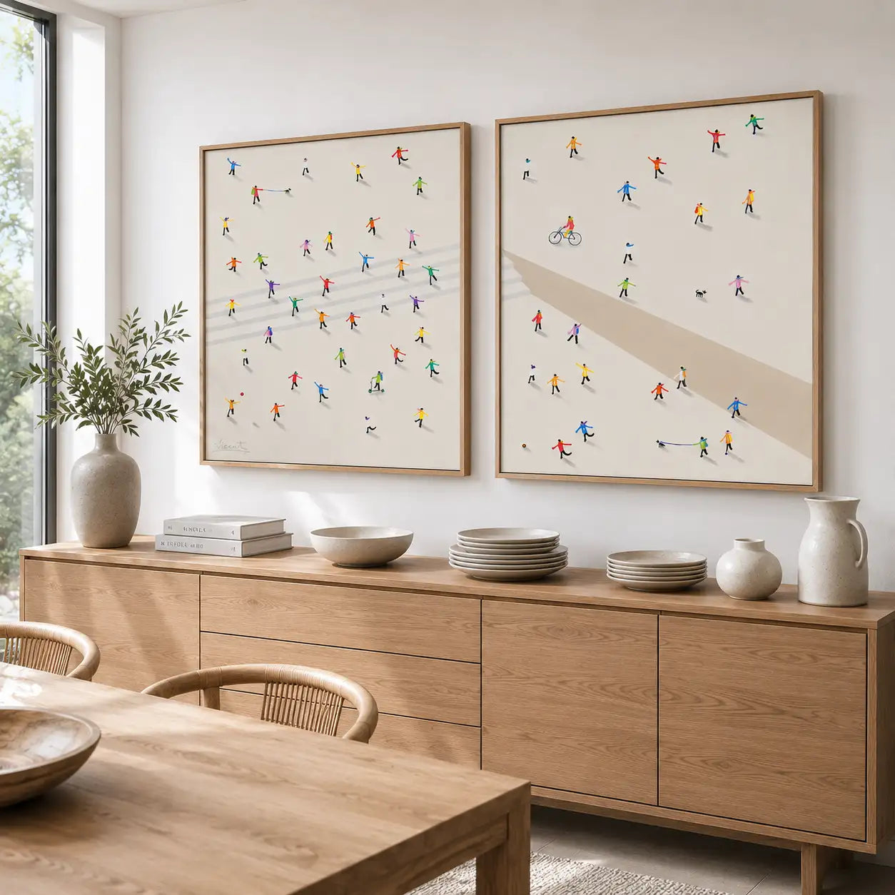 Cuadro decorativo acrílico pintado a mano con figuras