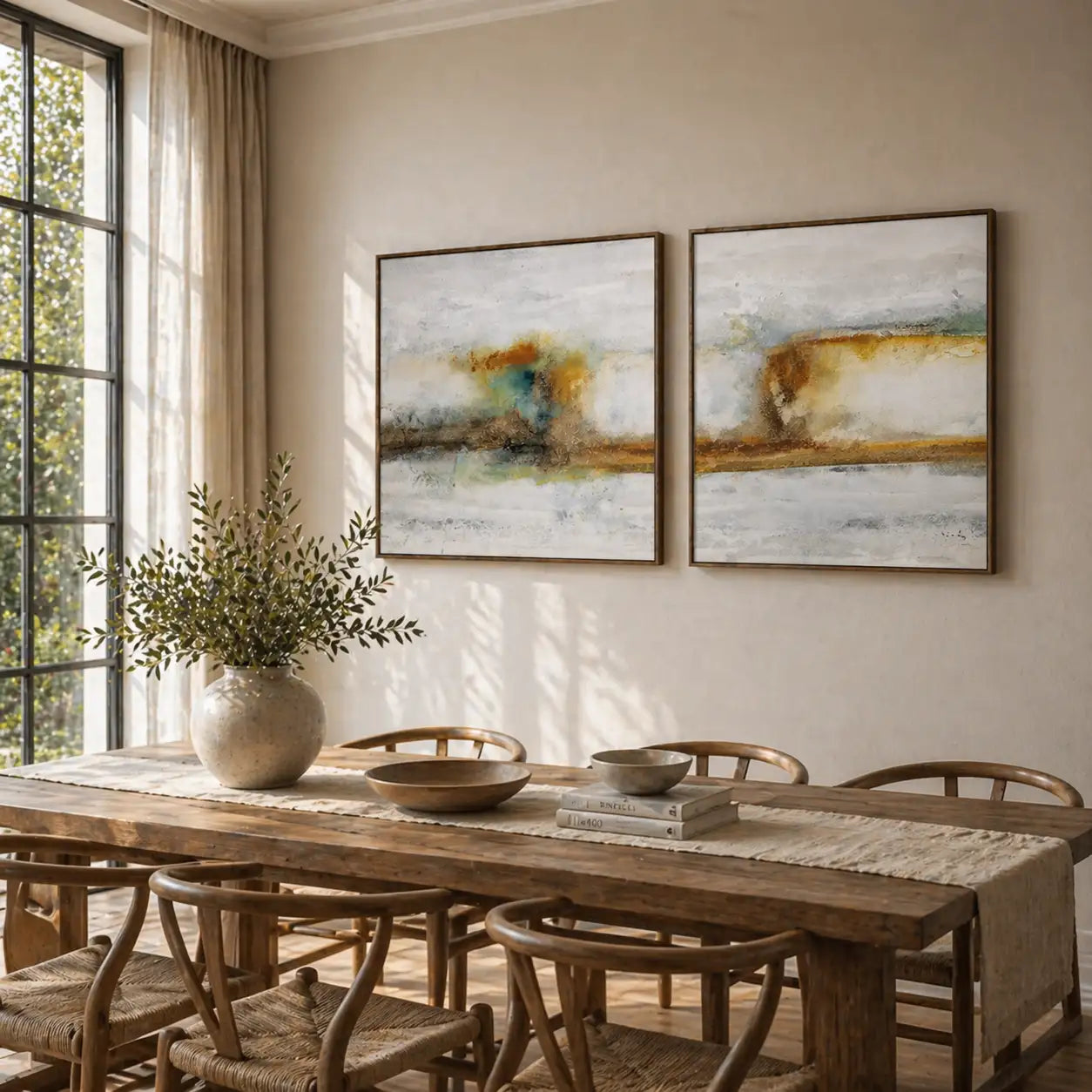 Cuadro pintado a mano original con textura en tonos oxidados