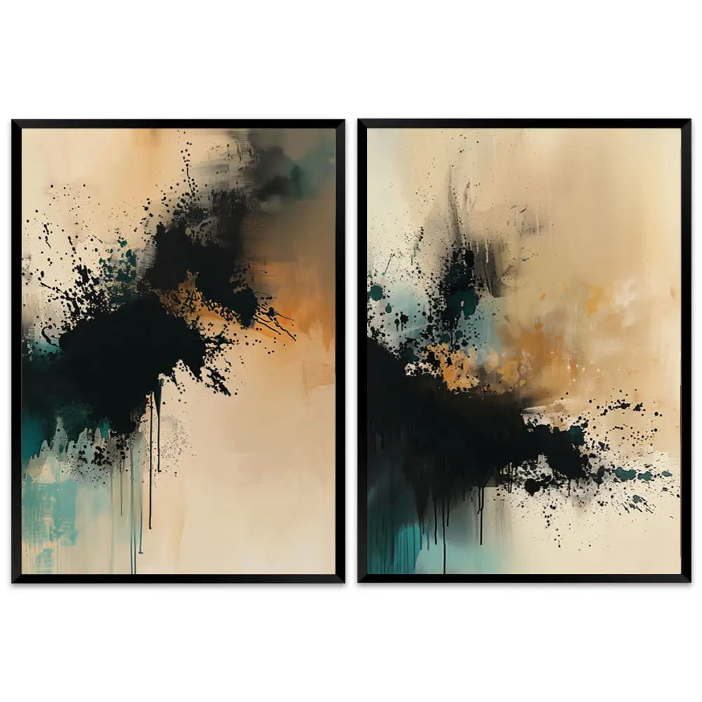 Conjunto decorativo en crema, negro y verde petróleo