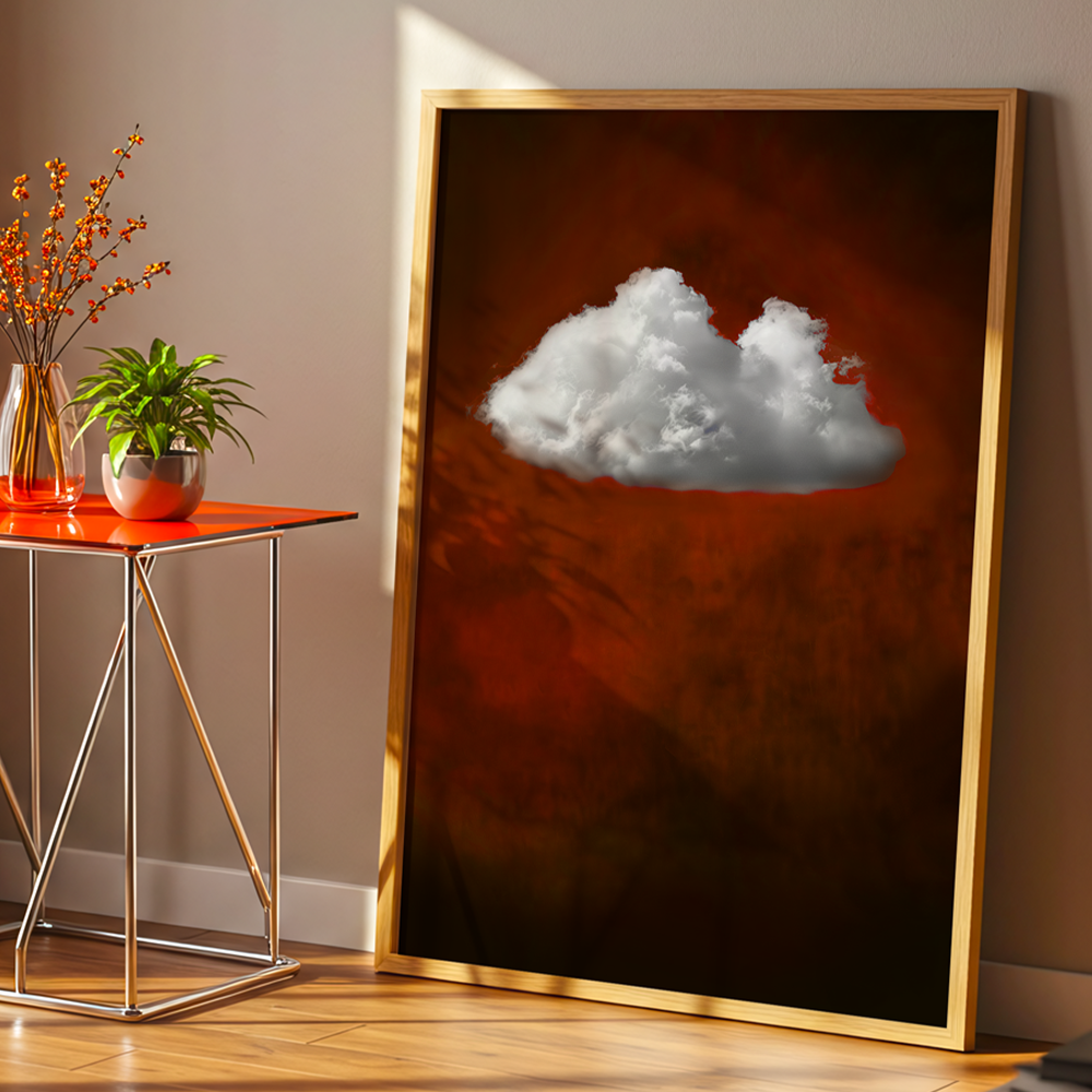 Cuadro abstracto | Terracota y nube blanca