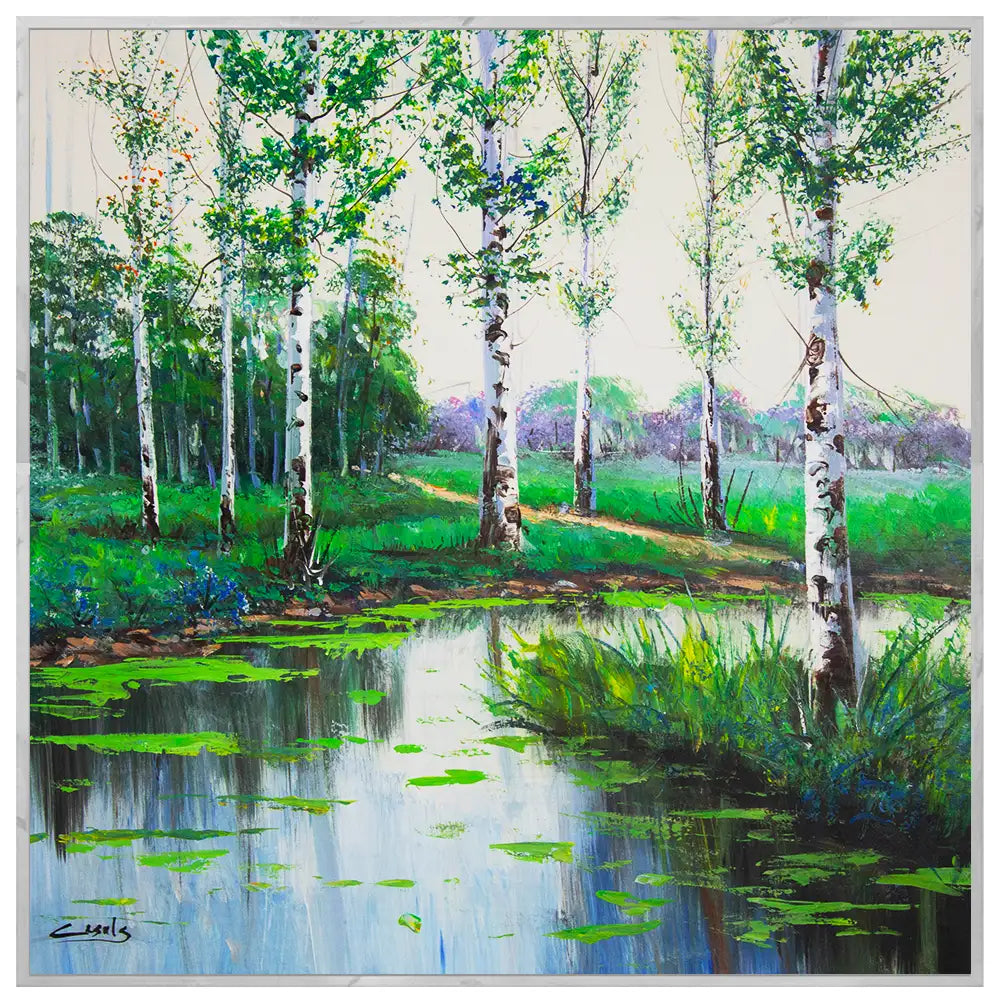Paisaje vibrante lleno de frescura | Cuadros a mano