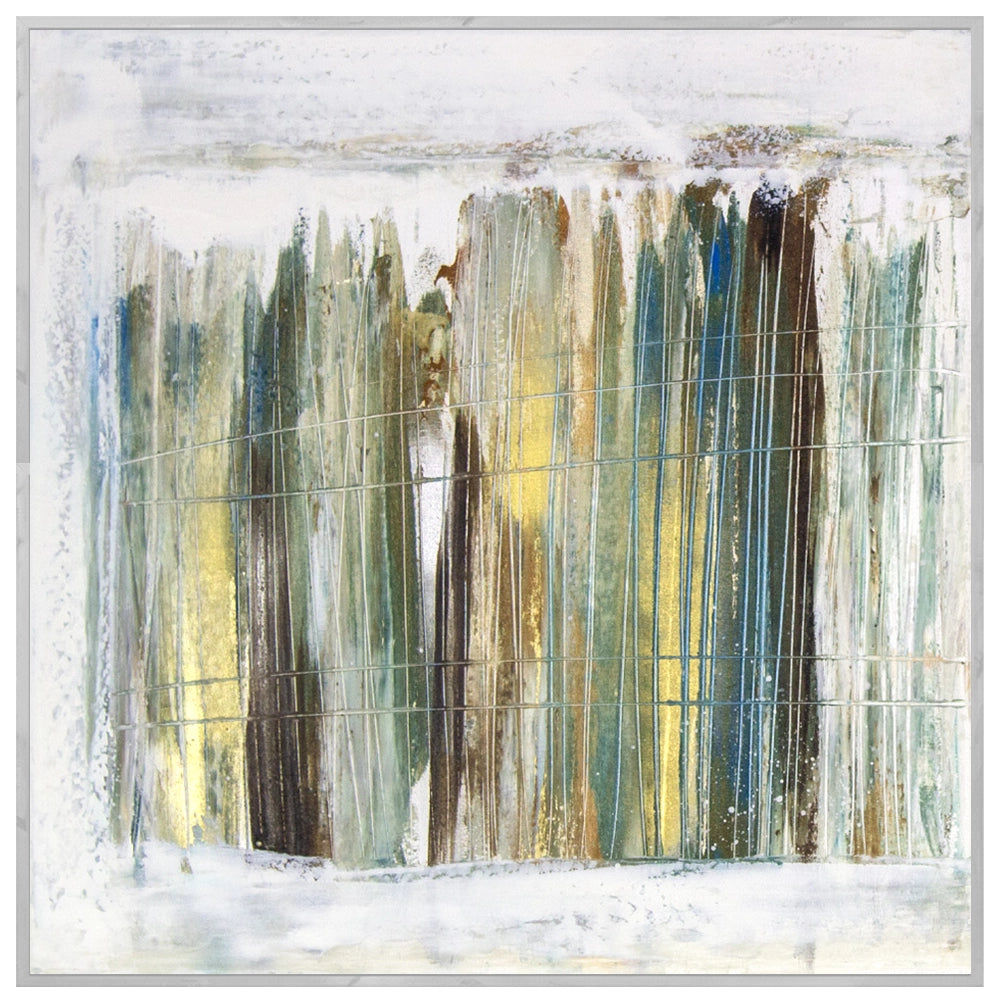 Cuadro pintado a mano en dorado y plateado abstracto
