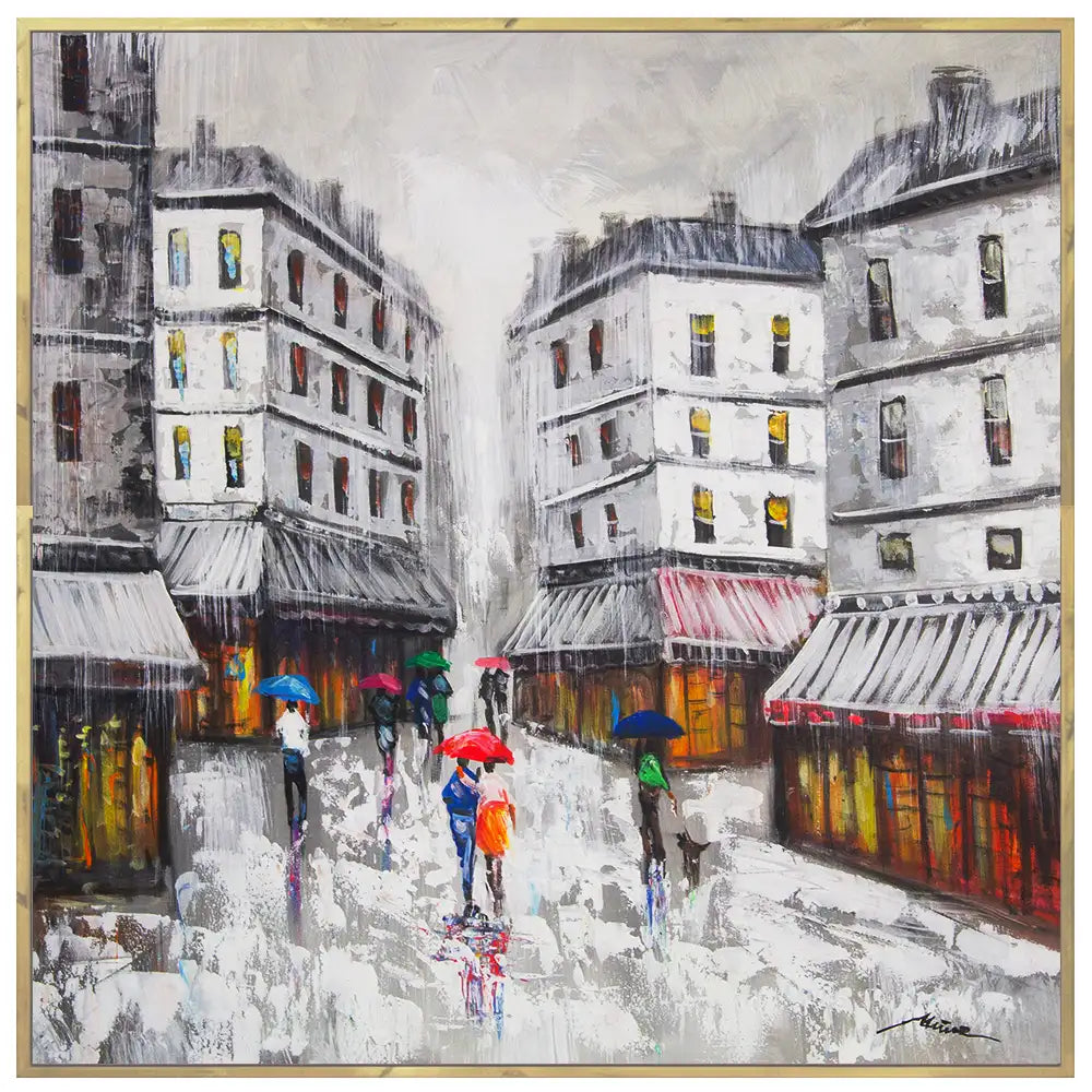Cuadro con color urbano | Pinturas de ciudad bajo la lluvia