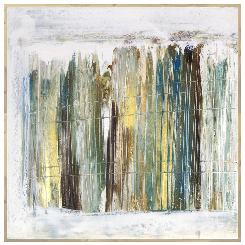 Cuadro pintado a mano en dorado y plateado abstracto