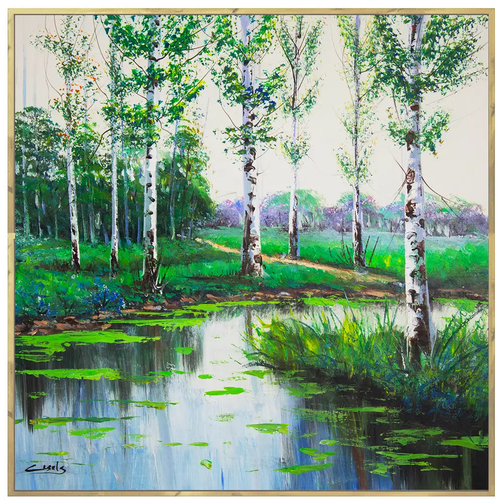 Paisaje vibrante lleno de frescura | Cuadros a mano
