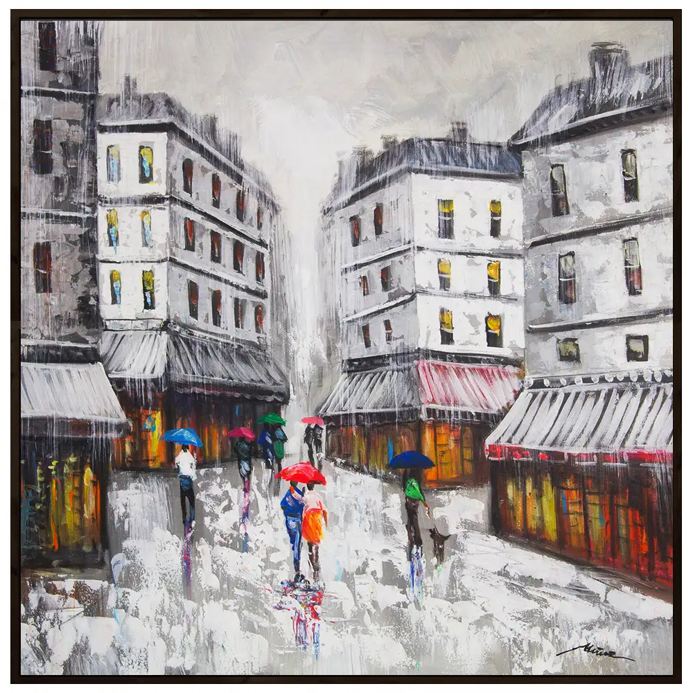 Cuadro con color urbano | Pinturas de ciudad bajo la lluvia