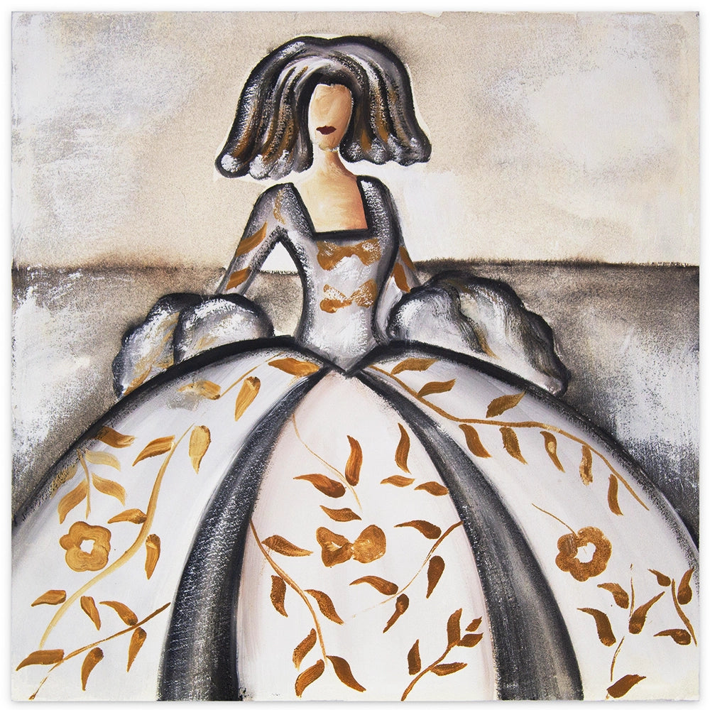 Cuadro de las meninas en tonos neutros y bronce