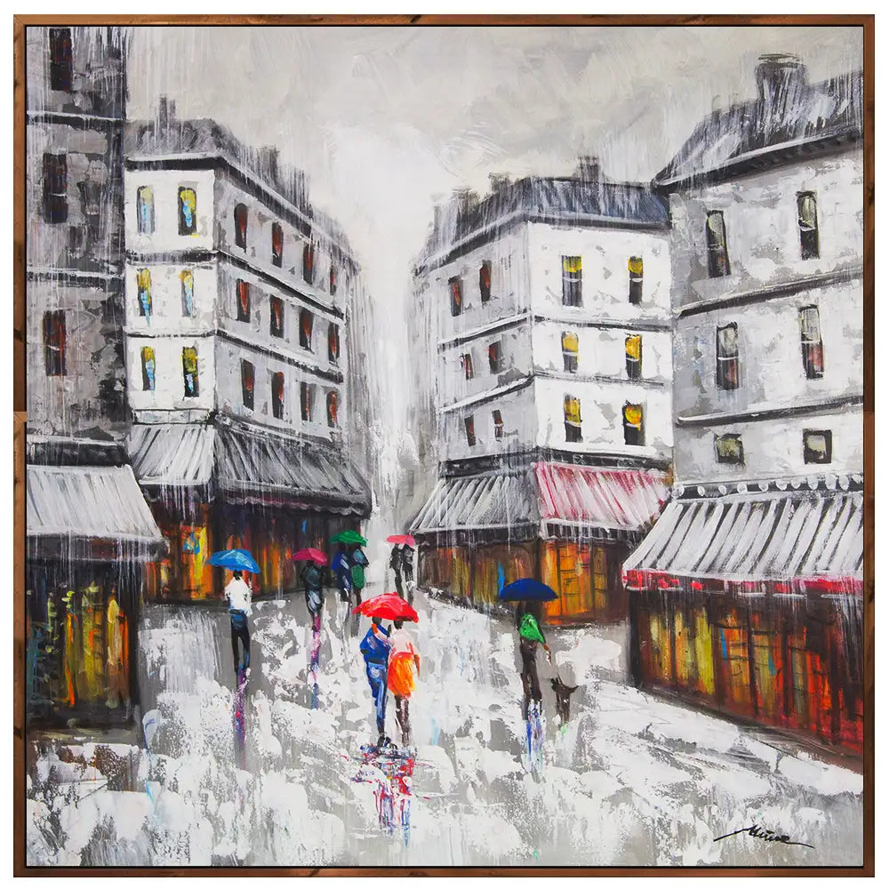 Cuadro con color urbano | Pinturas de ciudad bajo la lluvia
