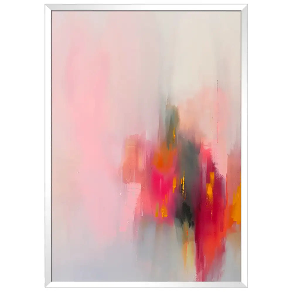 Cuadro abstracto con centro vibrante y energía cálida