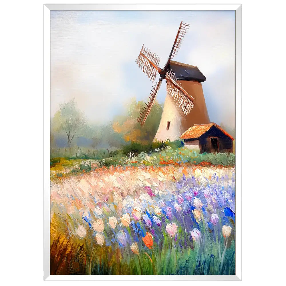 Molino entre flores | Inspirado en cuadros de pintores famosos