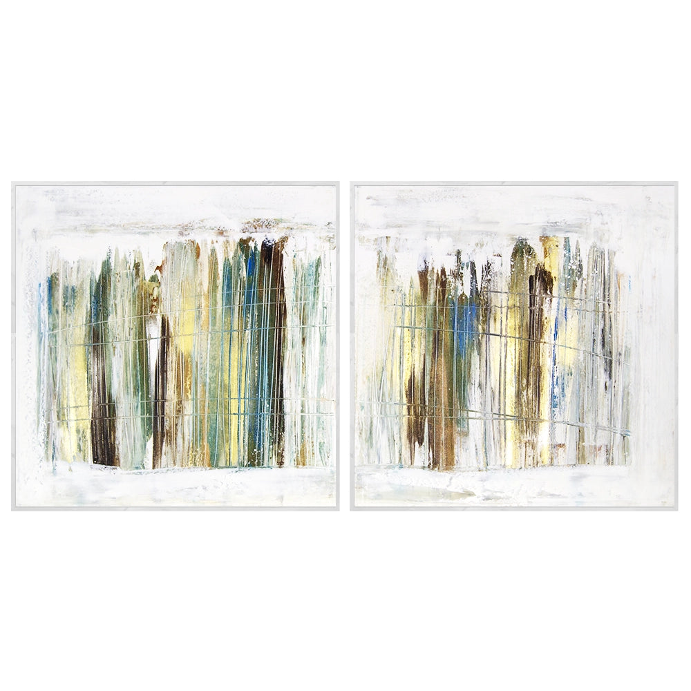 Cuadro pintado a mano en dorado y plateado abstracto