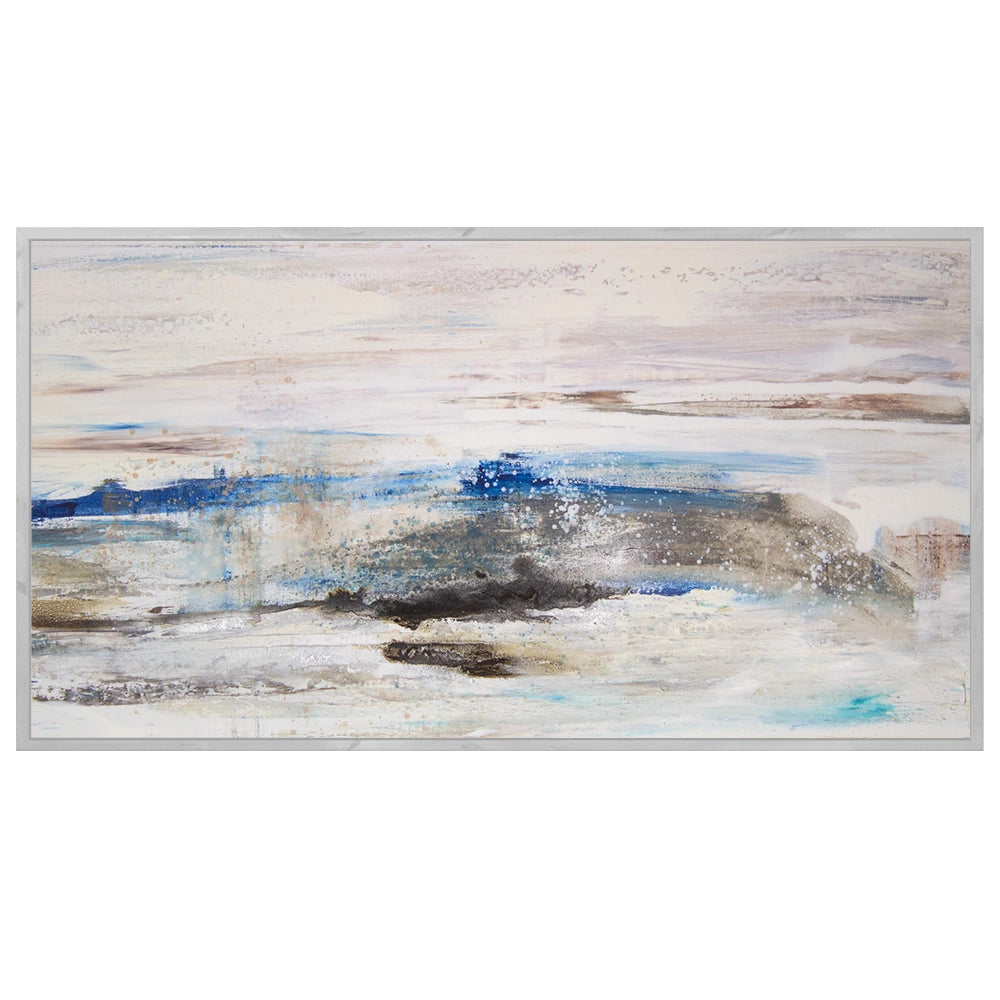 Cuadros abstractos azules pintados a mano en relieve