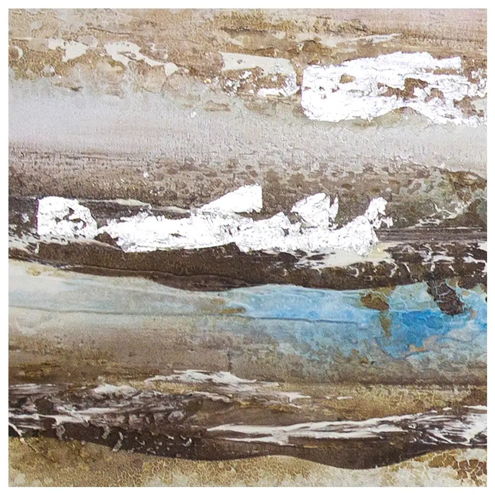 Pintura abstracta acrílica en tonos malva y plata