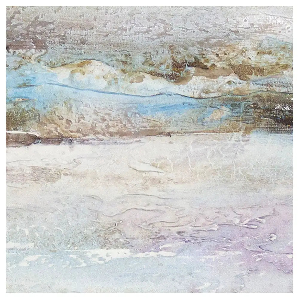 Pintura abstracta acrílica en tonos malva y plata