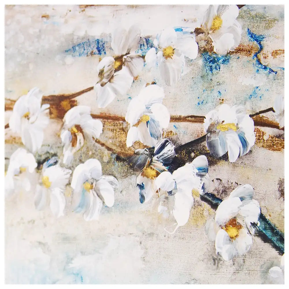 Cuadro de flores blancas |flor de almendro pintado a mano