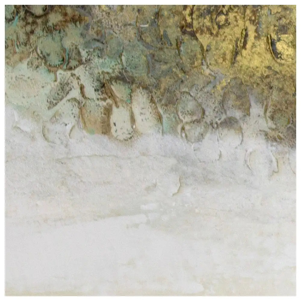 Cuadro con relieve pintado a mano en tonos tierra y dorado
