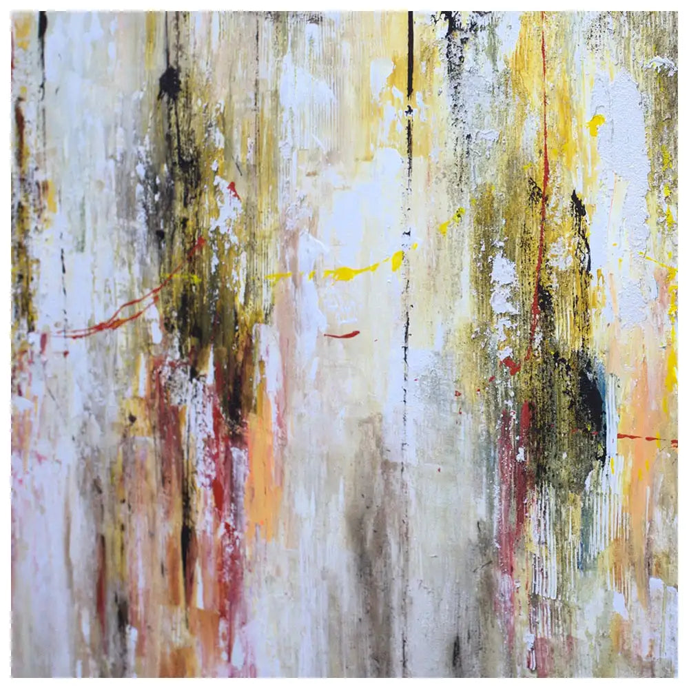 Cuadro abstracto amarillo gestual en tonos ocres