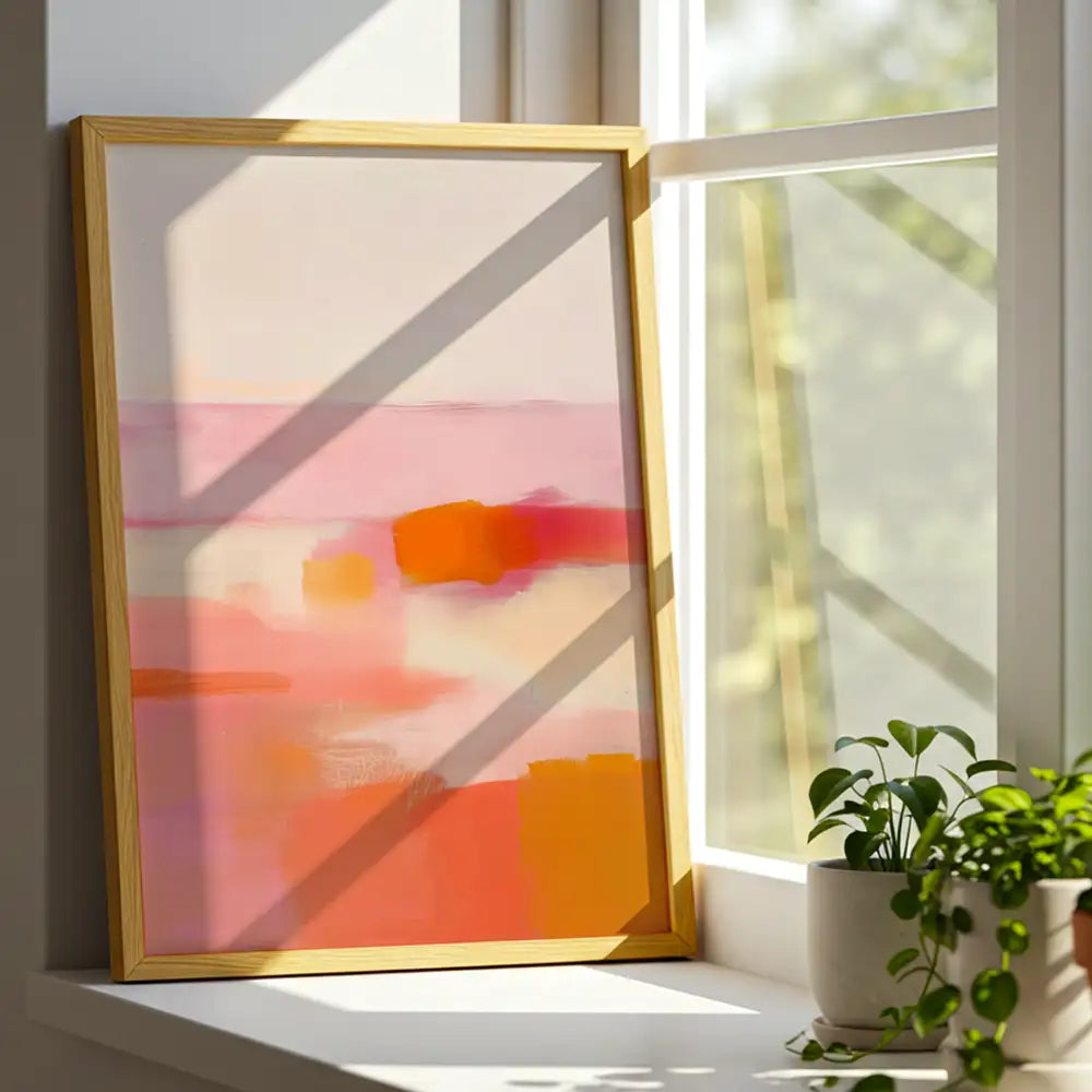 Cuadro abstracto moderno en tonos cálidos