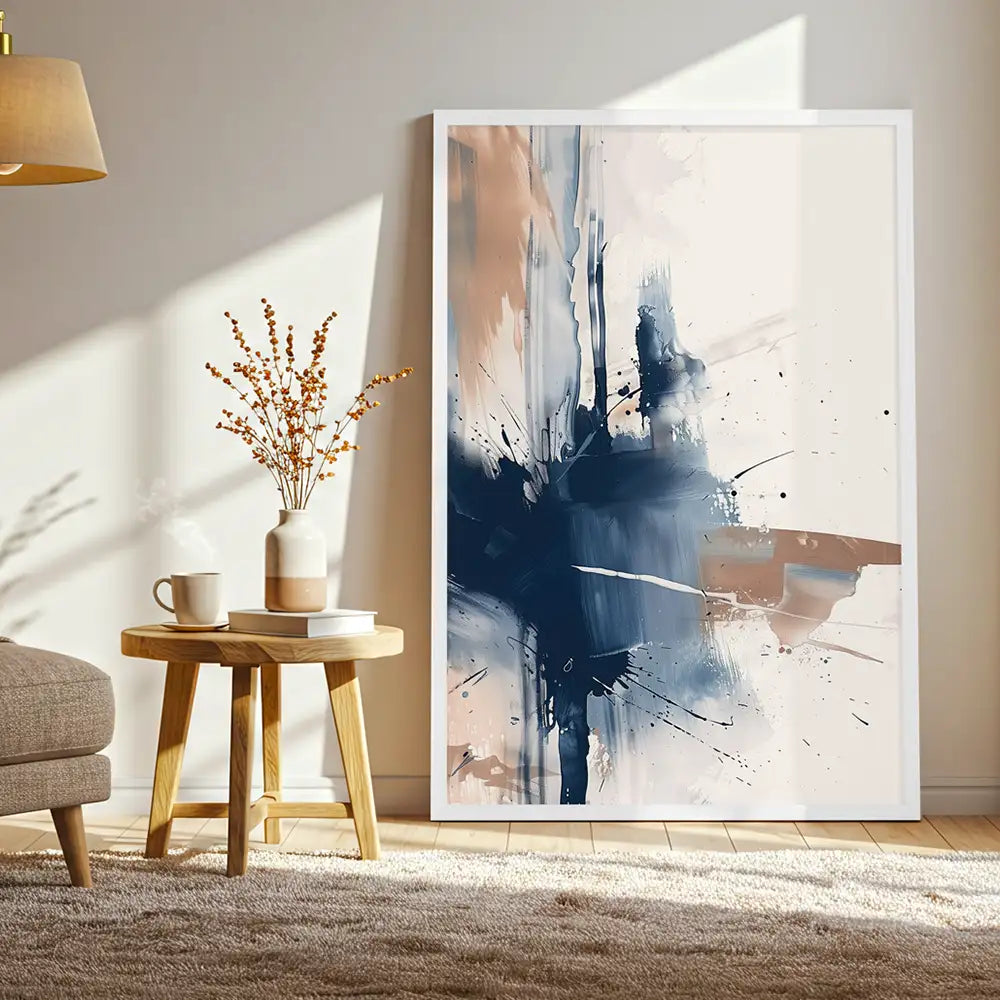 Cuadro abstracto en azul y beige | Impacto visual moderno
