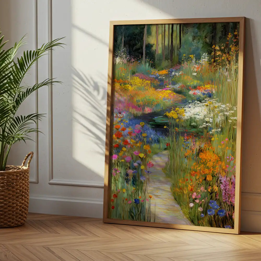 Cuadro de jardín floral inspirado en cuadros famosos